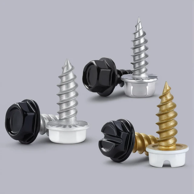 Alt view image 3 of 6 - #8 x 1/2" Self Tapping Gutter Screws, 110PCS 410 Stainless Steel Sheet Metal Screws, Hex Washer Head, 1/4" Hex Bit Socket Included