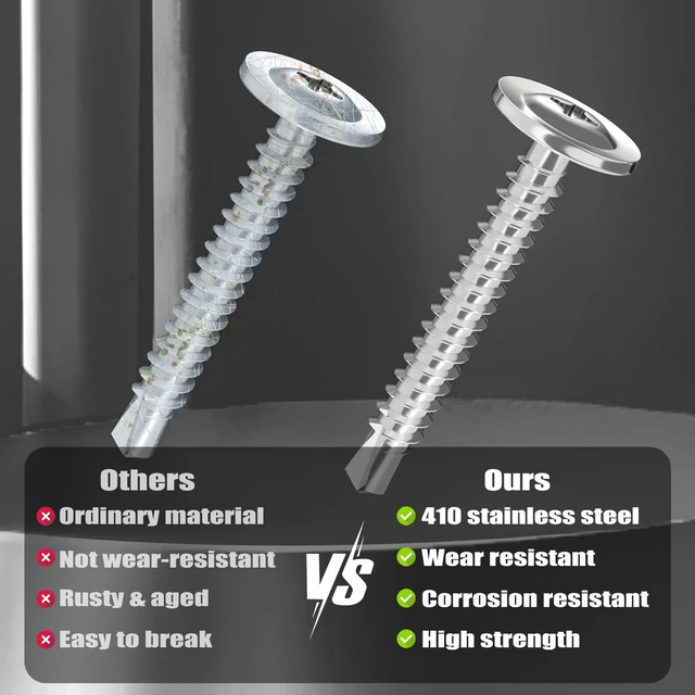 Alt view image 5 of 6 - 180Pcs #8 Self Tapping Screws Assortment Kit, 410 Stainless Steel Self Drilling Screws for Metal, 6 Sizes (1/2", 5/8", 3/4", 1", 1-1/4", 1-1/2") Modified Truss Head Sheet Metal Screw