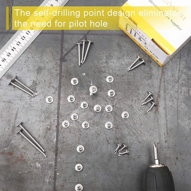 Alt view image 2 of 7 - 410 Stainless Steel #8 x 1/2" Self Tapping Screws for Metal/Wood -250PCS | Drills Sheet Metal, Wood & Plastic Easily, Phillips Modified Truss Head Prevents Stripping & Ensures Stable Clamping