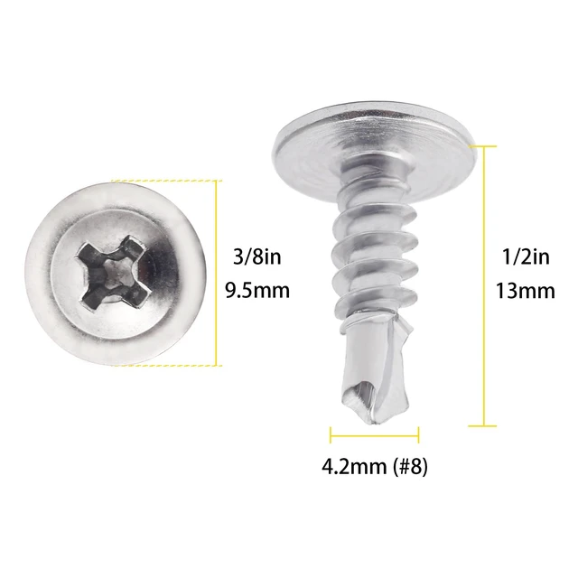 Alt view image 4 of 7 - 410 Stainless Steel #8 x 1/2" Self Tapping Screws for Metal/Wood -250PCS | Drills Sheet Metal, Wood & Plastic Easily, Phillips Modified Truss Head Prevents Stripping & Ensures Stable Clamping