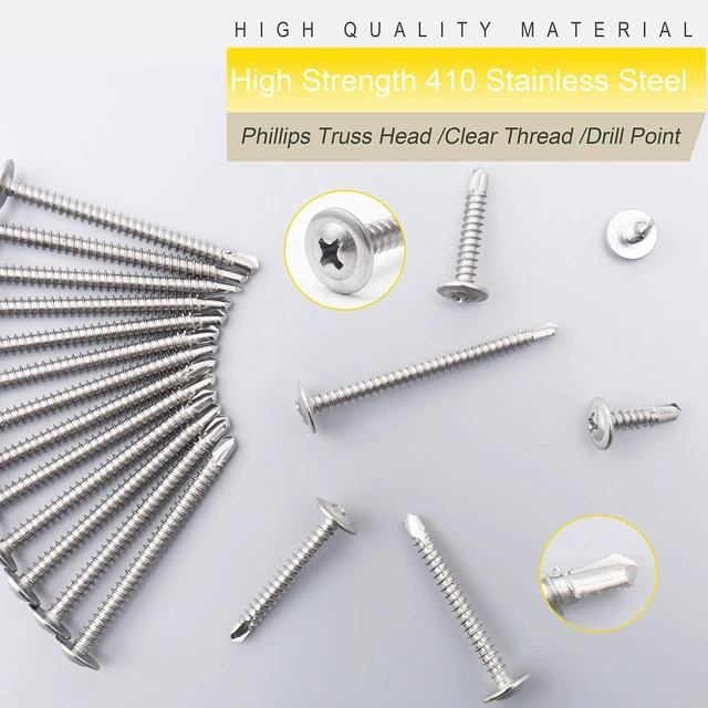 Alt view image 5 of 7 - 410 Stainless Steel #8 x 1/2" Self Tapping Screws for Metal/Wood -250PCS | Drills Sheet Metal, Wood & Plastic Easily, Phillips Modified Truss Head Prevents Stripping & Ensures Stable Clamping