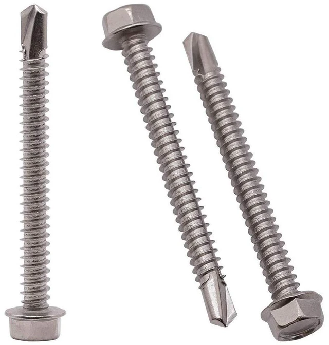 Main image of #10 x 2-1/2" (50 Pack) Hex Washer Head Self Drilling Screws (1/2" to 3" Available), 410 Stainless Steel Self Tapping Sheet Metal Screws, No Pre-drilled Needs
