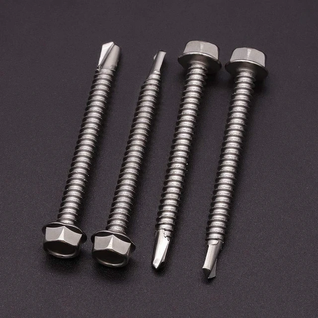 Alt view image 2 of 7 - #10 x 2-1/2" (50 Pack) Hex Washer Head Self Drilling Screws (1/2" to 3" Available), 410 Stainless Steel Self Tapping Sheet Metal Screws, No Pre-drilled Needs