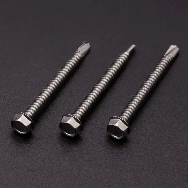 Alt view image 3 of 7 - #10 x 2-1/2" (50 Pack) Hex Washer Head Self Drilling Screws (1/2" to 3" Available), 410 Stainless Steel Self Tapping Sheet Metal Screws, No Pre-drilled Needs