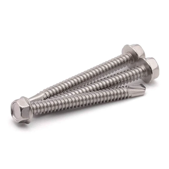 Alt view image 5 of 7 - #10 x 2-1/2" (50 Pack) Hex Washer Head Self Drilling Screws (1/2" to 3" Available), 410 Stainless Steel Self Tapping Sheet Metal Screws, No Pre-drilled Needs