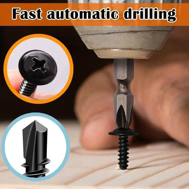 Alt view image 2 of 7 - 100pcs #8 Self Tapping Screws for matal,410 Stainless Steel Screws Assortment Kit,Black Oxide Truss Head Matal Screw (1/2" 50pcs+3/4" 50pcs)