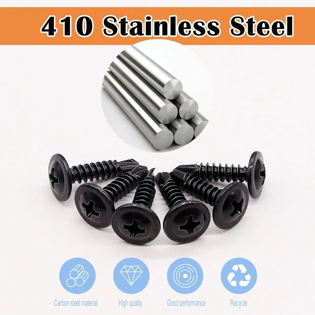 Alt view image 3 of 7 - 100pcs #8 Self Tapping Screws for matal,410 Stainless Steel Screws Assortment Kit,Black Oxide Truss Head Matal Screw (1/2" 50pcs+3/4" 50pcs)