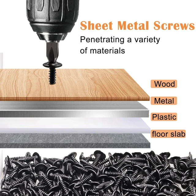 Alt view image 4 of 7 - 100pcs #8 Self Tapping Screws for matal,410 Stainless Steel Screws Assortment Kit,Black Oxide Truss Head Matal Screw (1/2" 50pcs+3/4" 50pcs)