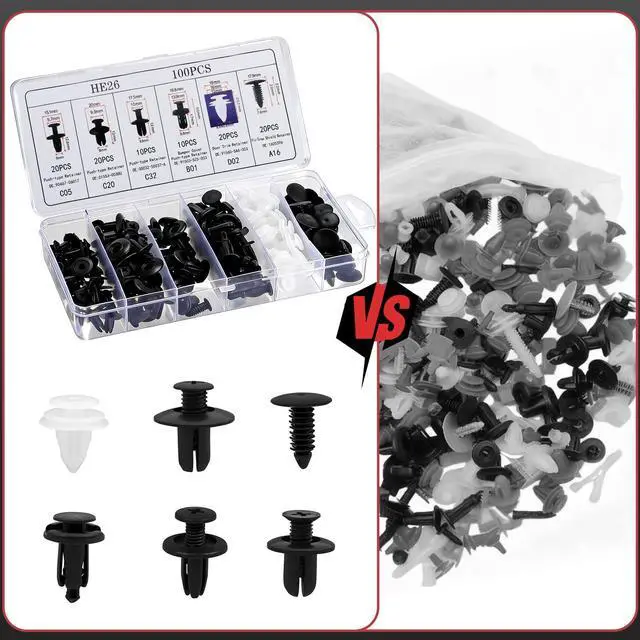 Alt view image 4 of 6 - 100Pcs Auto Body Panel Fasteners & Push Pin Rivets - 6 Sizes Bumper Fender Flare Retainer Clips. Plastic Expansion Screws Replacement for GM Ford Toyota Honda (100Pcs)