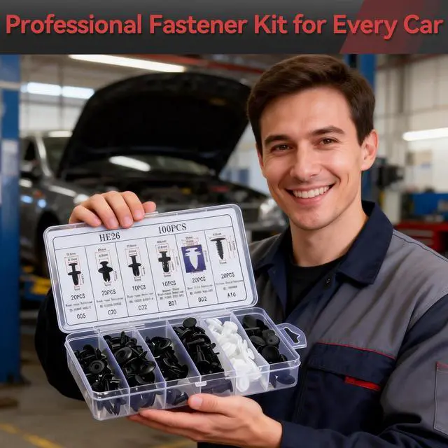 Alt view image 6 of 6 - 100Pcs Auto Body Panel Fasteners & Push Pin Rivets - 6 Sizes Bumper Fender Flare Retainer Clips. Plastic Expansion Screws Replacement for GM Ford Toyota Honda (100Pcs)