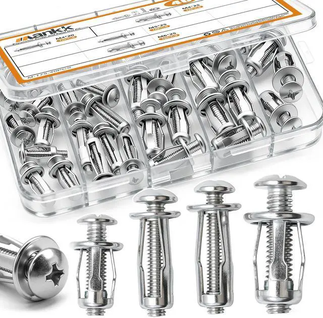 Main image of 40PCS Expansion Screw and Petal Nut Kit M4 M5 M6 Jack Car Metal Screw Petal Shape Metal Nut Anchor Screw for Hollow Wall Iron Skin Plasterboard M-175-40PCS