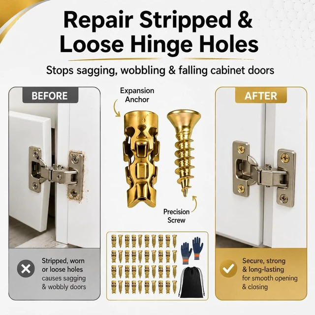 Alt view image 2 of 7 - 6×14mm Short Expansion Screw Set for Cabinet Hinge Repair and Stripped Thread Restoration, Secure Cabinet Door Fastening, Suitable for Tile Stone Wood and More (30pcs)