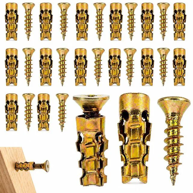 Main image of 6×14mm Short Expansion Screw Set for Cabinet Hinge Repair and Stripped Thread Restoration, Secure Cabinet Door Fastening, Suitable for Tile Stone Wood and More (10pcs)