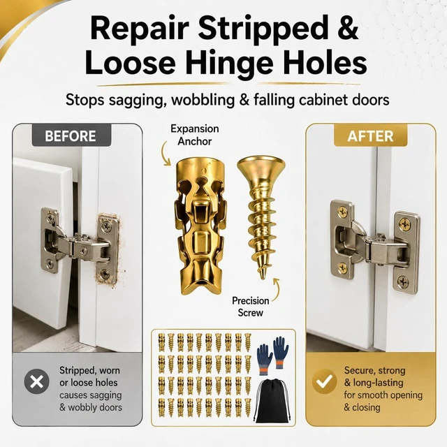 Alt view image 2 of 7 - 6×14mm Short Expansion Screw Set for Cabinet Hinge Repair and Stripped Thread Restoration, Secure Cabinet Door Fastening, Suitable for Tile Stone Wood and More (10pcs)