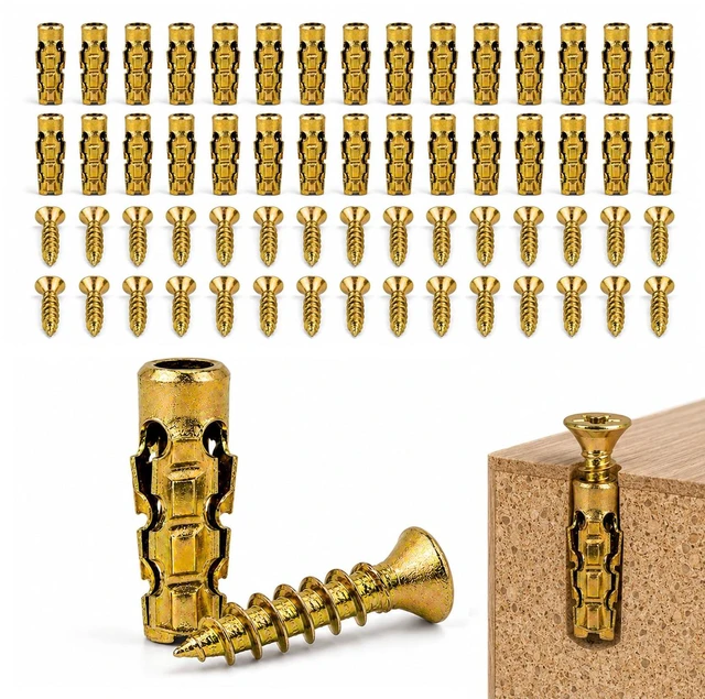 Main image of 6×14mm Short Expansion Screw Set for Cabinet Hinge Repair, Expansion Anchor | Cabinet Hinge Screws for Stripped Hole Repair, Door Hinge Repair Kit