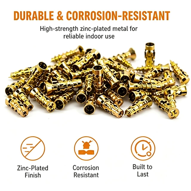 Alt view image 4 of 7 - 6×14mm Short Expansion Screw Set for Cabinet Hinge Repair, Expansion Anchor | Cabinet Hinge Screws for Stripped Hole Repair, Door Hinge Repair Kit