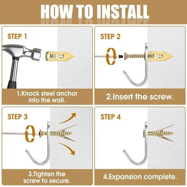 Alt view image 4 of 7 - 100Pcs Metal Wall Anchors for Drywall, Sheetrock Expansion Anchors & Screws | Made of heavy-duty metal, these 100pcs drywall anchors resist bending