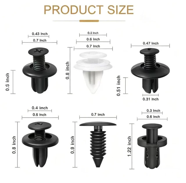 Alt view image 2 of 6 - 100 PCS Bumper Push Fasteners Rivet Clip Kit, ABS Retainer Expansion Screws with Removal Tool, 6 Popular Sizes Fenders/Body Fixing Clips, Universal for Most Cars, Trucks, SUVs (White)