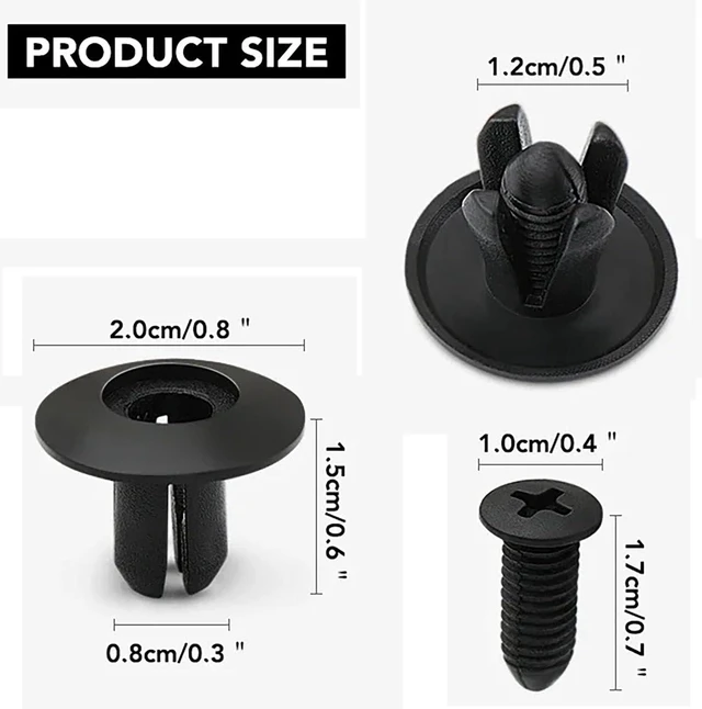 Alt view image 3 of 6 - Automobile Expansion Screw, 400 Set Black Plastic Universal Fastening Clip for Inner Lining Buckle, Bumper, Mudguard, Trunk Clip (400)