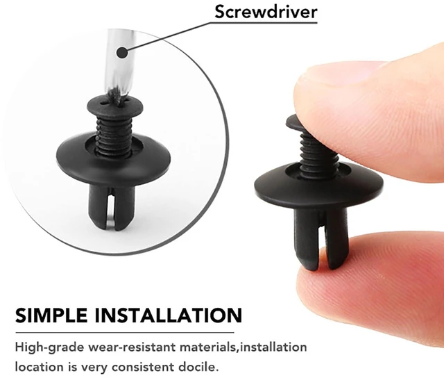 Alt view image 6 of 6 - Automobile Expansion Screw, 400 Set Black Plastic Universal Fastening Clip for Inner Lining Buckle, Bumper, Mudguard, Trunk Clip (400)