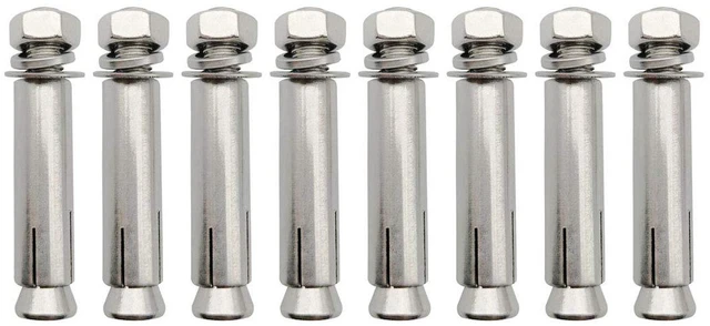 Main image of Expansion Bolts, 304 Stainless Steel External Hex Nut Expansion Screw Bolts Sleeve Anchor M8x60mm 8Pcs