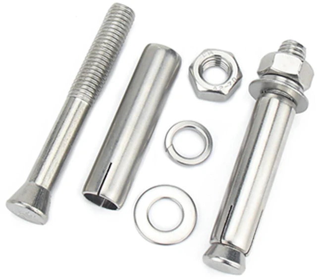 Alt view image 3 of 7 - Expansion Bolts, 304 Stainless Steel External Hex Nut Expansion Screw Bolts Sleeve Anchor M8x60mm 8Pcs