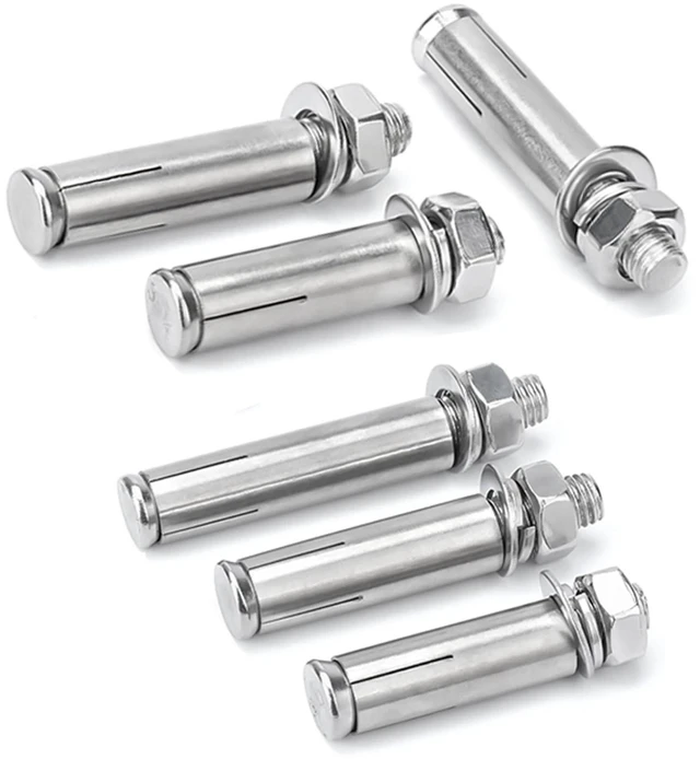 Alt view image 6 of 7 - Expansion Bolts, 304 Stainless Steel External Hex Nut Expansion Screw Bolts Sleeve Anchor M8x60mm 8Pcs