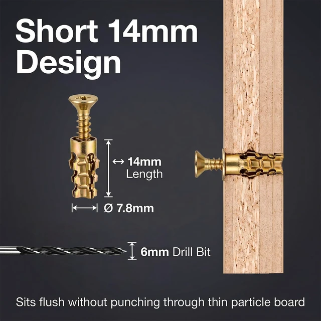 Alt view image 5 of 7 - 6×14mm Expansion Screw Set for Hinge Repair | 30Pcs+6mm Bit | Fix Stripped Hinges | Drill, Insert, Tighten | Strong on Wood/Tile/Stone | No Glue