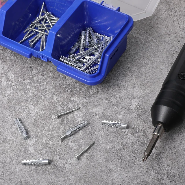 Alt view image 4 of 7 - 60 Pcs M6 Metal Anchors with Screws, Tree Shaped Steel Hollow Wall Anchor Metal Expansion Anchors for Drywall Expansion Bolt for Drywall Loose Hinge Hole Repair Kit for Concrete and Plaster Wall
