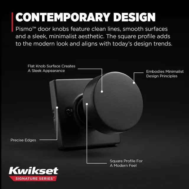 Alt view image 5 of 7 - Pismo Knob with Square Rose Iron Black Finish (Inactive)