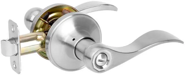 Main image of Privacy Door Levers, Interior Door Handle for Bedroom and Bathroom, Lever Door Handles Interior with Lock, Wave Style Lever Keyless, Satin Nickel Doors Lock Knob, 1 Pack