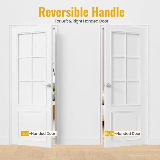 Alt view image 3 of 7 - Privacy Door Levers, Interior Door Handle for Bedroom and Bathroom, Lever Door Handles Interior with Lock, Wave Style Lever Keyless, Satin Nickel Doors Lock Knob, 1 Pack