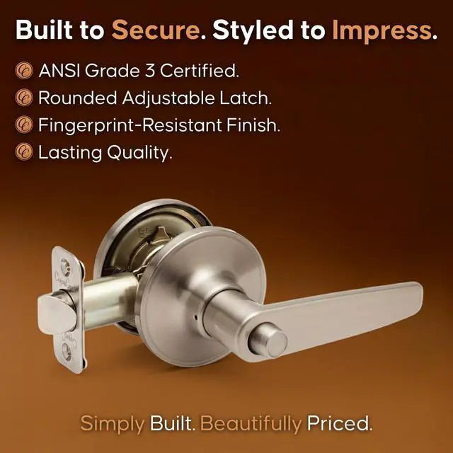 Alt view image 3 of 6 - DL1231SS Daley Push Button Privacy Door Lever, Satin Stainless