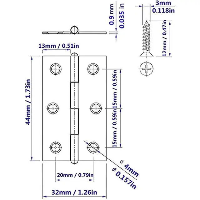 Alt view image 3 of 6 - 2 Inch Stainless Steel Hinges for Wood Box Crafts, 20 Pack | Stainless Steel Folding Hinges, perfect for DIY, Lightweight Projects,Jewelry Boxes, and Hobby Crafts, Assigned 126 Screws