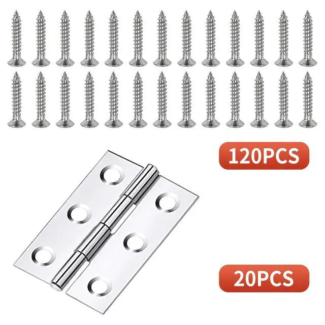 Alt view image 4 of 6 - 2 Inch Stainless Steel Hinges for Wood Box Crafts, 20 Pack | Stainless Steel Folding Hinges, perfect for DIY, Lightweight Projects,Jewelry Boxes, and Hobby Crafts, Assigned 126 Screws