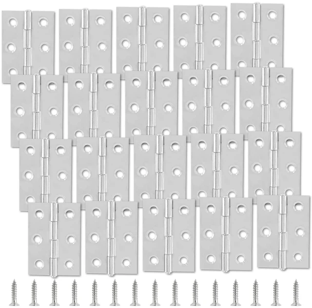 Main image of 20pcs 2 Inch Butt Hinges, Stainless Steel Cabinet Hinges | Small Door Hinges, Window Hinge, For Jewelry, Wooden, Chest Box, Chrome