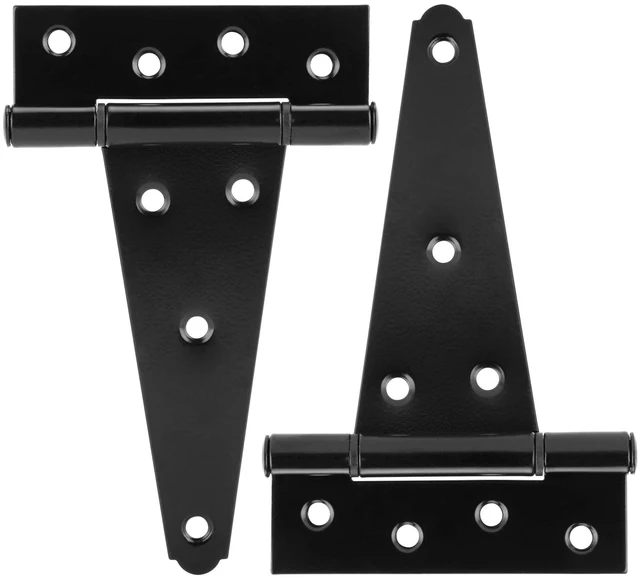 Main image of 6 Inch T-Strap Heavy Duty Shed Door Hinges Gate Strap Hinges Black Tee Hinge Wrought Hardware for Wooden Fences,Yard,Barn Door,Rustproof(2 Pack)