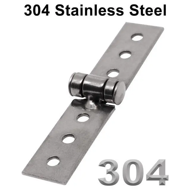 Alt view image 4 of 7 - 2Pcs 3 inch Silver Folding Butt Hinges Stainless Steel Furniture Door Window Hinges, Small Hinges for Crafts, Frameless Glass Window Hinge 6 Hole Hinge