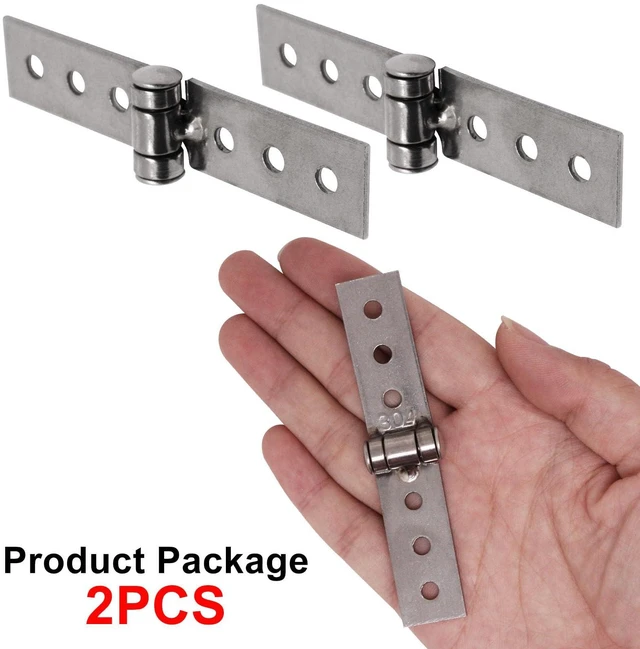 Alt view image 5 of 7 - 2Pcs 3 inch Silver Folding Butt Hinges Stainless Steel Furniture Door Window Hinges, Small Hinges for Crafts, Frameless Glass Window Hinge 6 Hole Hinge