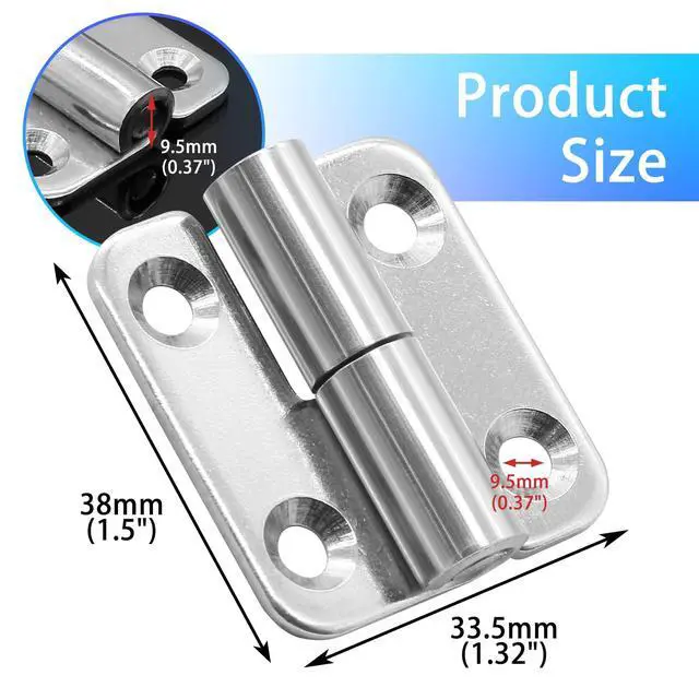 Alt view image 2 of 6 - 6 Pcs Stainless Steel Right Lift-Off Hinges, 1.5 Inch | Detachable Slip Joint, Small Flag Hinges, With Screws