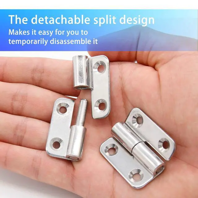 Alt view image 3 of 6 - 6 Pcs Stainless Steel Right Lift-Off Hinges, 1.5 Inch | Detachable Slip Joint, Small Flag Hinges, With Screws