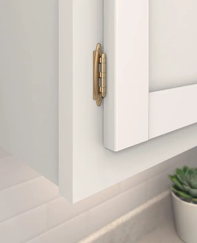 Alt view image 2 of 4 - 1 Pair 3/8" Inset Champagne Bronze Non-Self-Closing Cabinet Hinge | Steel Cabinet Hinge for Kitchen, Bathroom and Furniture Doors, 3/8" (10mm) Inset, Non-Self Closing, Face Mount