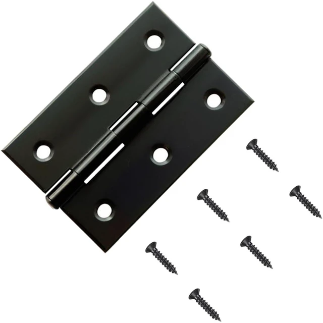 Alt view image 2 of 6 - 6 Pack 3 Inch Black Stainless Steel Butt Hinges with Screws, Heavy Duty Rust-Resistant Cabinet Door Hinges for Furniture, Jewelry Boxes, Cabinets, and DIY Projects