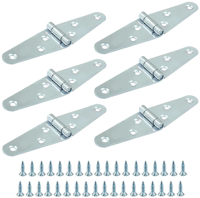 Main image of 6 Pcs Heavy Duty Strap Hinges, Silver Strap Hinges 2 Inch | Stainless Steel Shed Hinges, Cabinet Latch Door Hinge, Gate Hinge with Mounting Screws