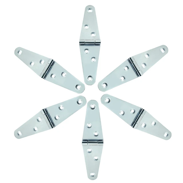 Alt view image 5 of 5 - 6 Pcs Heavy Duty Strap Hinges, Silver Strap Hinges 2 Inch | Stainless Steel Shed Hinges, Cabinet Latch Door Hinge, Gate Hinge with Mounting Screws