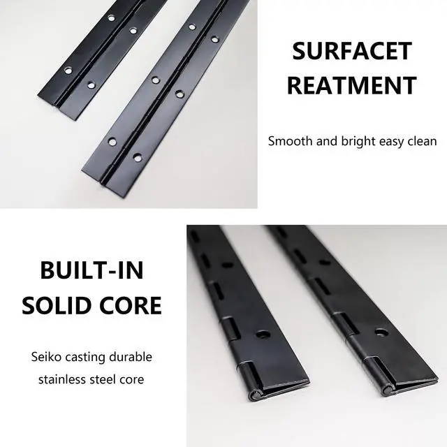 Alt view image 6 of 7 - 4PCS 12 Inch Black Heavy Duty Stainless Steel Piano Hinge Continuous | Cabinets, Boat Marine, Door, DIY Woodworking Storage Box, Hatche, Furniture Hardware Supplies