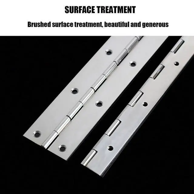 Alt view image 3 of 7 - 20" Piano Hinge, 2PCS Stainless Steel Continuous Piano Hinge-Silver | Heavy Duty Smooth Polished Piano Hinges, 0.04" Thickness 1.2" Open Width Folding Cabinet Door Hinge for Home Kitchen Cabinet