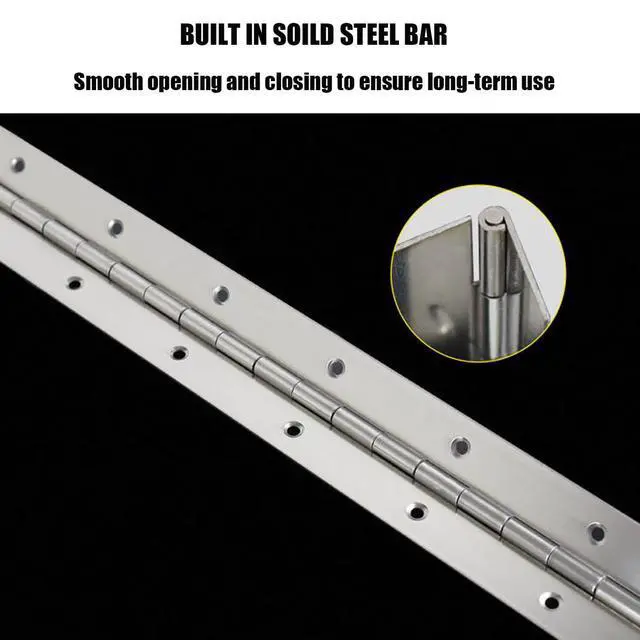 Alt view image 5 of 7 - 20" Piano Hinge, 2PCS Stainless Steel Continuous Piano Hinge-Silver | Heavy Duty Smooth Polished Piano Hinges, 0.04" Thickness 1.2" Open Width Folding Cabinet Door Hinge for Home Kitchen Cabinet