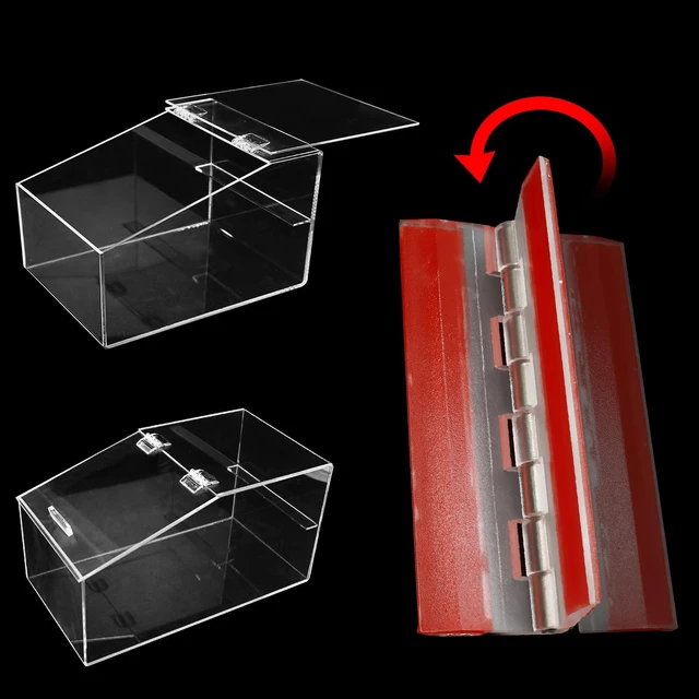 Alt view image 5 of 7 - 6 Pack Self-Adhesive Cabinet Hinges 75mm | Stainless Steel Shafts, Clear Acrylic, Transparent, For Display Stand, DIY Box
