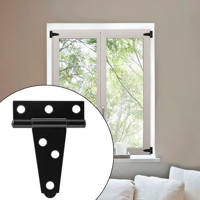 Alt view image 6 of 7 - 6Pack 2 Inch Black T-Strap Shed Hinge | Barn Door Hinges, Heavy Duty Gate Strap Hinge, T Hinges for Barn Door, Shed or Wooden Fences